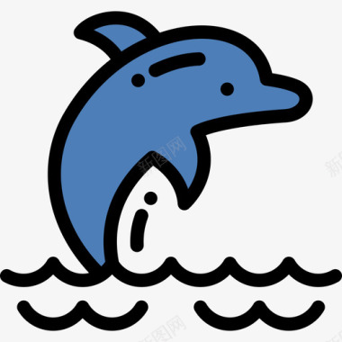 海豚水手线颜色图标图标