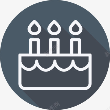 生日蛋糕节日庆典扁平圆形图标图标