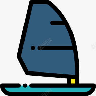 运动小人图标矢量素材风帆运动44线性颜色图标图标