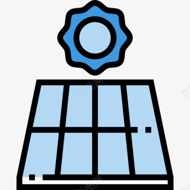 电池能量太阳能电池板家庭4线性颜色图标图标