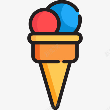 冰淇淋矢量图冰淇淋庆祝活动2线性颜色图标图标