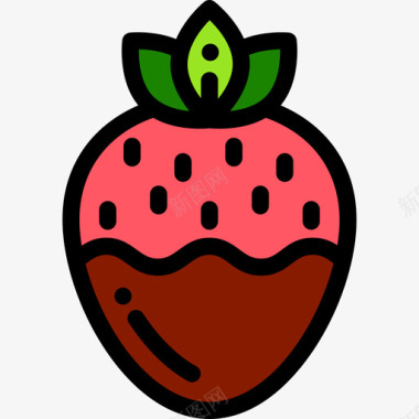 草莓糖果和糖果线性颜色图标图标