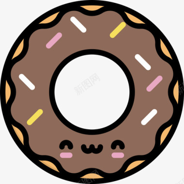 甜甜圈甜甜圈kawaii糖果线性颜色图标图标