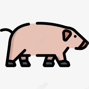 猪动物29线性颜色图标图标