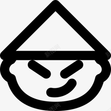 B4亚洲人表情符号集合4大纲图标图标
