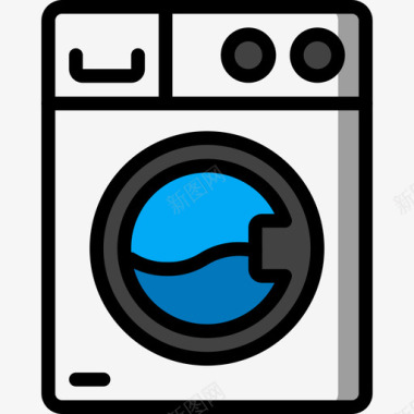 洗衣机洗衣机厨房用品线性颜色图标图标