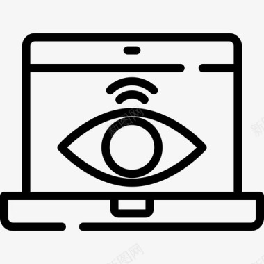 安全笔记本电脑网络安全线性图标图标