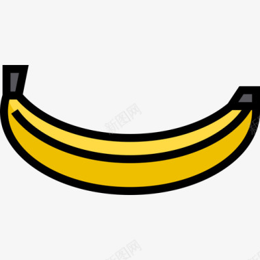 香蕉夏季食品饮料4线颜色图标图标