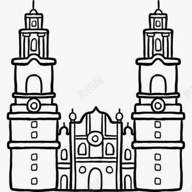 莫雷利亚大教堂世界纪念碑2黑色图标图标