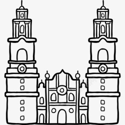 莫雷利亚大教堂莫雷利亚大教堂世界纪念碑2黑色图标高清图片