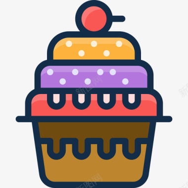 纸杯蛋糕餐厅元素4线性颜色图标图标