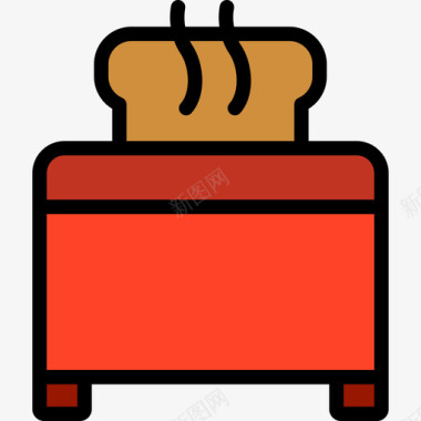 烤咖啡和早餐3线性颜色图标图标