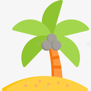 玩转暑假棕榈树暑假6平坦图标图标
