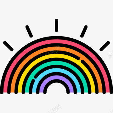 彩虹世界骄傲日线性颜色图标图标
