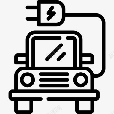 电动汽车地球日直线型图标图标