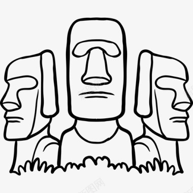 摩埃世界纪念碑2黑色图标图标