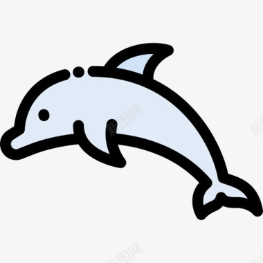 海豚动物30线颜色图标图标