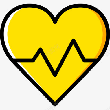 心电图心电图浪漫生活方式10黄色图标图标
