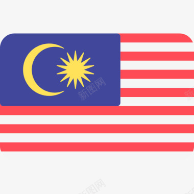 马拉西亚国际国旗6圆形矩形图标图标