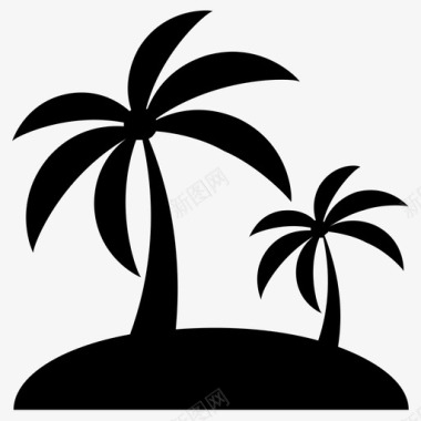热带岛屿棕榈树天堂图标图标