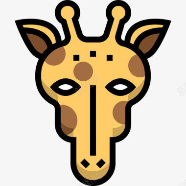 长颈鹿野生动物园4线性颜色图标图标