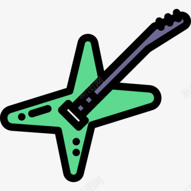 电吉他摇滚乐4线性颜色图标图标