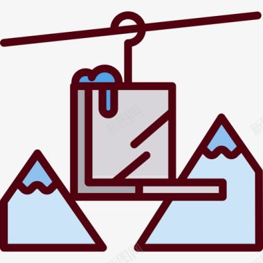 升降椅冬季运动2线性颜色图标图标