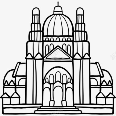 圣心大教堂世界纪念碑2黑色图标图标