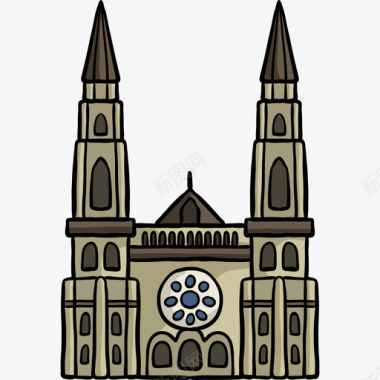 沙特尔大教堂世界纪念碑色彩图标图标