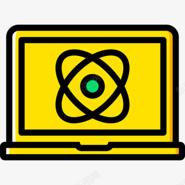 黄色灯泡笔记本电脑科学18黄色图标图标