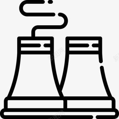 工业设计海报核电站工业过程3线性图标图标