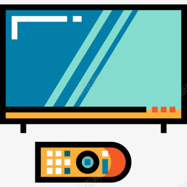 电视电视通信44线性彩色图标图标