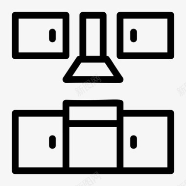 家庭烹饪厨房橱柜烟囱图标图标