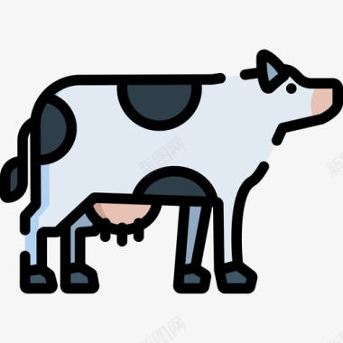 牛动物29线性颜色图标图标