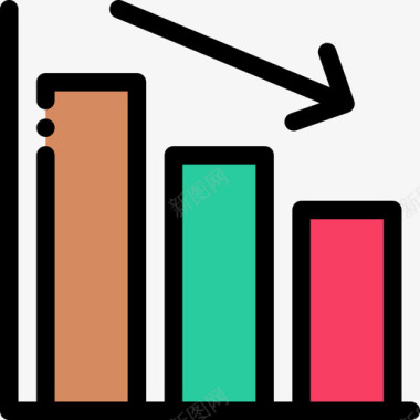 艳丽色彩损失银行财务线性色彩图标图标