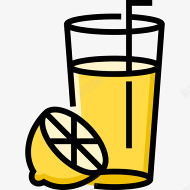 柠檬水夏季食品饮料4线性颜色图标图标