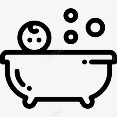 推车婴儿浴缸婴儿淋浴2线性图标图标