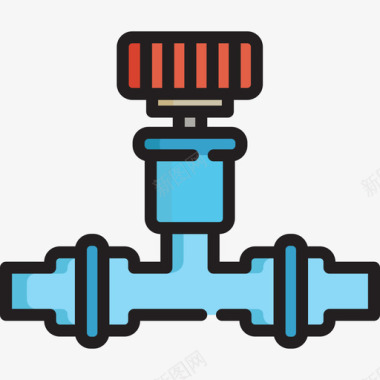 工业设计海报油阀工业过程2线性颜色图标图标