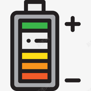 低电池电池能量9线性颜色图标图标