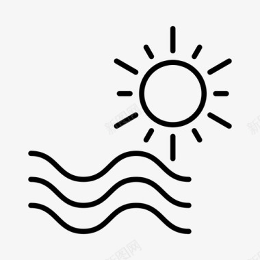 阳光与大海海滩度假图标图标