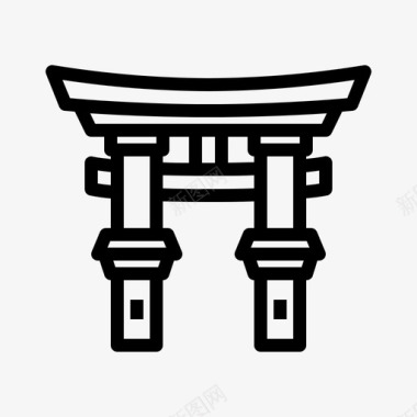 日本寺庙建筑标志性图标图标