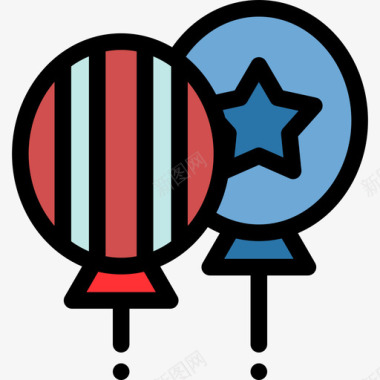 气球美国8线型颜色图标图标