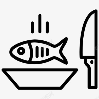 海鲜野营食物鱼烧烤图标图标