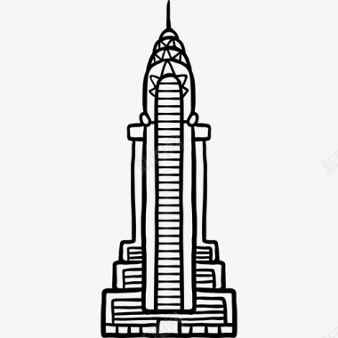 克莱斯勒大厦世界纪念碑2黑色图标图标