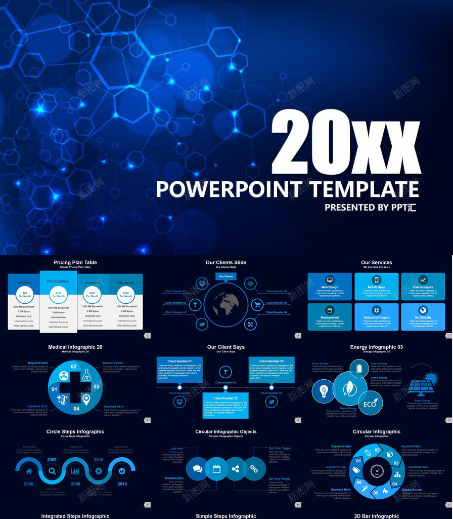 蓝色背景大气商务通用PPT模板_88icon https://88icon.com 商务 商务通 大气 背景 蓝色 通用