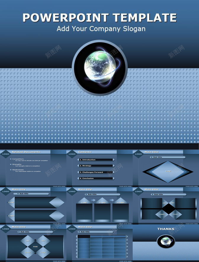 地球旋转效果蓝色PPT模板_88icon https://88icon.com 地球 效果 旋转 蓝色