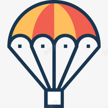 降落伞购物和商业20线性颜色图标图标