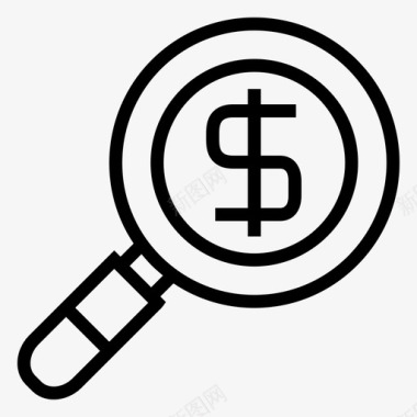 梦想基金硬币放大镜搜索图标图标