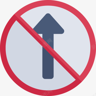 禁止直行交通标志平坦图标图标