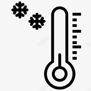 有雪的房顶温度计测量读数图标图标